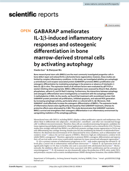 GABARAP Ameliorates IL-1Β-Induced Inflammatory Responses And