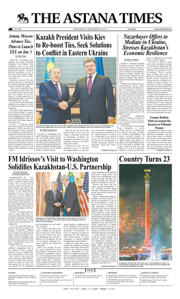 Fm Idrissov's Visit to Washington Solidifies Kazakhstan-U.S