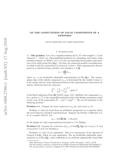 On the Computation of Local Components of a Newform 3