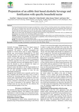 Preparation of an Edible Fruit Based Alcoholic Beverage and Fortification with Specific Household Nectar