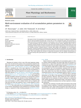 Multi-Environment Evaluation of Oil Accumulation Pattern Parameters in Olive T