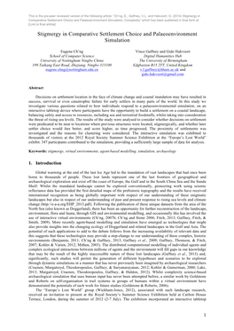 Stigmergy in Comparative Settlement Choice and Palaeoenvironment