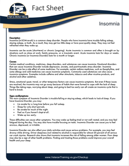 Insomnia Fact Sheet