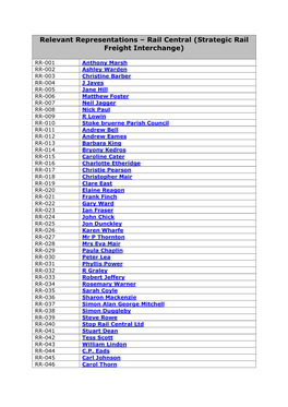Relevant Representations – Rail Central (Strategic Rail Freight Interchange)