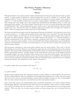 The Prime Number Theorem Farah Salim