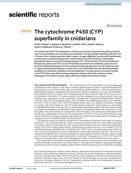 The Cytochrome P450 (CYP) Superfamily in Cnidarians Kirill V
