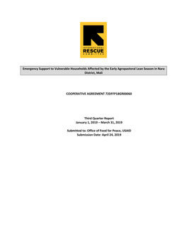 Emergency Support to Vulnerable Households Affected by the Early Agropastoral Lean Season in Nara District, Mali COOPERATIVE