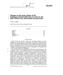 Lubin, Y. D. 1984. Changes in the Native Fauna of the Galapagos