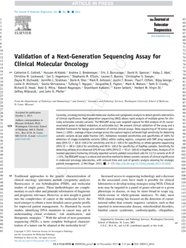 Validation of a Next-Generation Sequencing Assay for Clinical