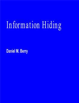 Information Hiding