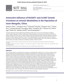 Interactive Influence of N6AMT1 and As3mt Genetic Variations On
