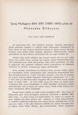 (1489 -1490) Yilma Ait Muhasebe Bilan~Osu