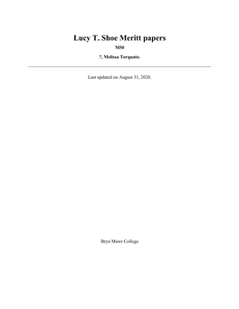 Lucy T. Shoe Meritt Papers M50 ?, Melissa Torquato