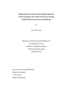 Optimization of 4-Cylinder Spark Ignition Engine for Fuel Consumption and Vehicle Performance Through Cylinder Deactivation and Forced Induction