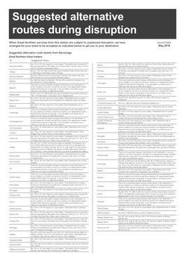 Suggested Alternative Routes During Disruption
