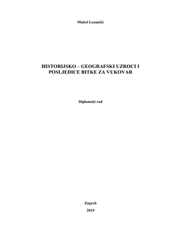 Geografski Uzroci I Posljedice Bitke Za Vukovar