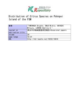 Distribution of Citrus Species on Pohnpei Island of the FSM