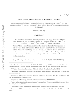 Two Jovian-Mass Planets in Earthlike Orbits