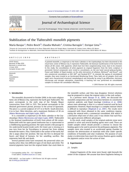 Stabilization of the Tlaltecuhtli Monolith Pigments