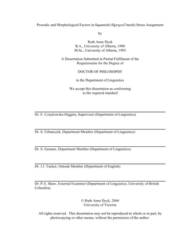 Prosodic and Morphological Factors in Squamish (Skwxwú7mesh) Stress Assignment