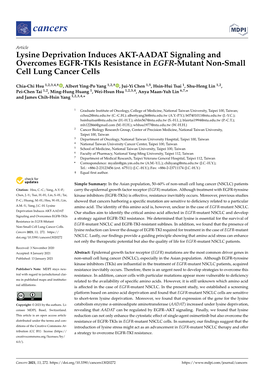 Lysine Deprivation Induces AKT-AADAT Signaling and Overcomes EGFR-Tkis Resistance in EGFR-Mutant Non-Small Cell Lung Cancer Cells