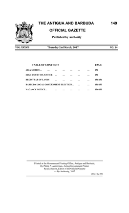 The Antigua and Barbuda Official Gazette 151