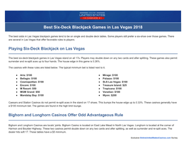 Six Deck Blackjack Games in Las