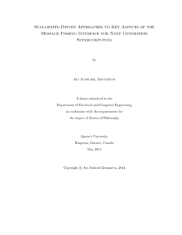 Scalability-Driven Approaches to Key Aspects of the Message Passing Interface for Next Generation Supercomputing