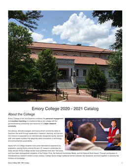 Emory College 2020 - 2021 Catalog About the College