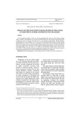 Impact of the Flotation Tailing Dumps on the Living Environment of Bor and Protective Measures**