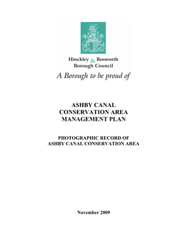 Ashby Canal Conservation Area Management Plan