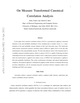 On Measure Transformed Canonical Correlation Analysis