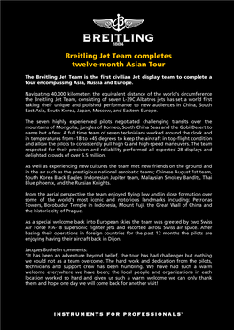 Breitling Jet Team Completes Twelve-Month Asian Tour