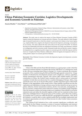 China–Pakistan Economic Corridor, Logistics Developments and Economic Growth in Pakistan