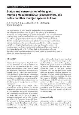 Notes on Other Muntjac Species in Laos