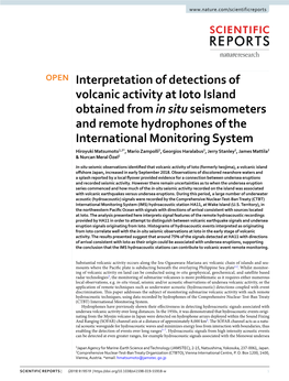 Interpretation of Detections of Volcanic Activity at Ioto Island Obtained From