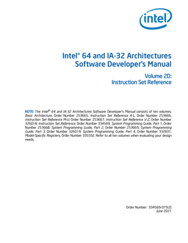 Intel® 64 and IA-32 Architectures Software Developer's Manual Volume 2D: Instruction Set Reference