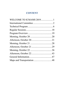 Content Welcome to Icmams 2019 ...1