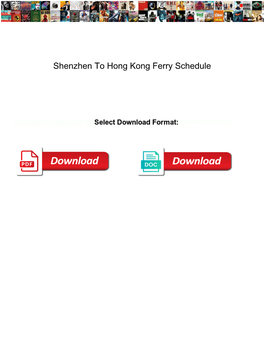 Shenzhen to Hong Kong Ferry Schedule