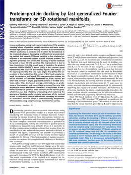 Protein–Protein Docking by Fast Generalized Fourier Transforms on 5D Rotational Manifolds