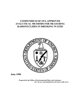Compendium of Epa-Approved Analytical Methods for Measuring Radionuclides in Drinking Water