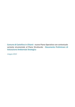 Comune Di Castellina in Chianti · Nuovo Piano Operativo Con Contestuale Variante Strumentale Al Piano Strutturale · Documento