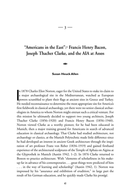 “Americans in the East”:1 Francis Henry Bacon, Joseph Thacher Clarke, and the AIA at Assos 
