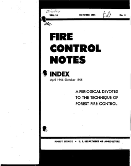 FIRE CONTROL NOTES :\1 INDEX April 1946-October 1955