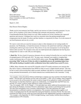 Council of the District of Columbia John A. Wilson Building 1350 Pennsylvania Ave, NW Washington, DC 20004 Elissa Silverman Marc