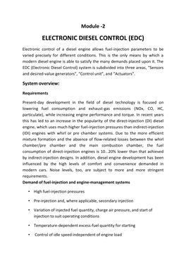 Electronic Diesel Control (Edc)