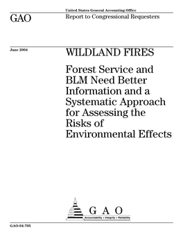 GAO-04-705 Wildland Fires