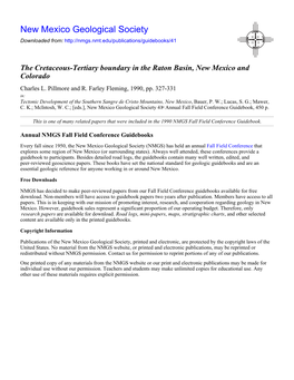 The Cretaceous-Tertiary Boundary in the Raton Basin, New Mexico and Colorado Charles L