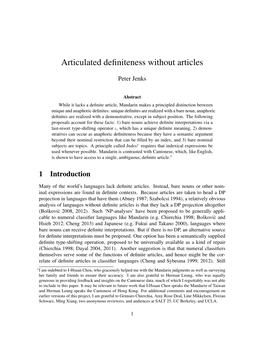 Articulated Definiteness Without Articles
