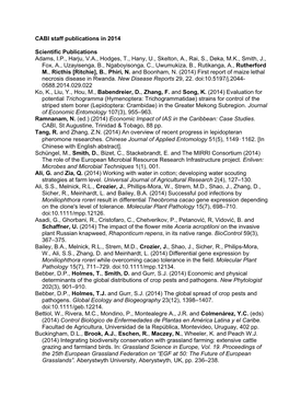 CABI Staff Publications in 2014 Scientific Publications Adams, I.P